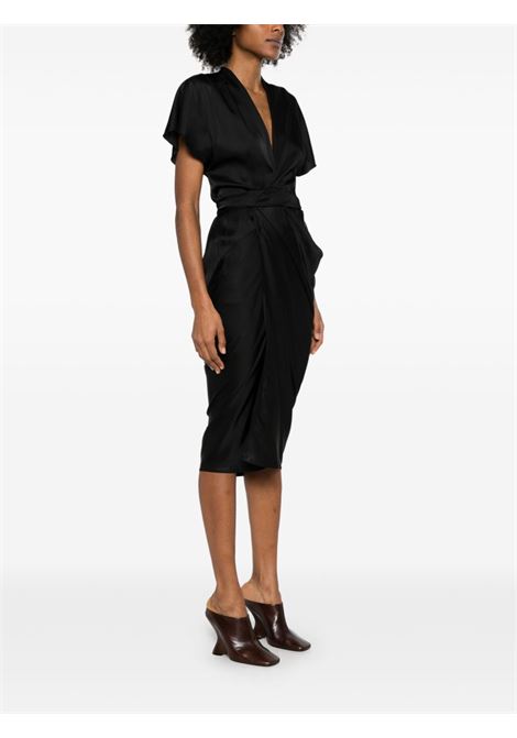 Abito midi a portafoglio in nero Rick owens - donna RICK OWENS | RP01E7542SCH09